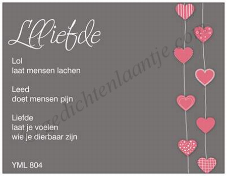 Gedichtkaart YML 804: Llliefde