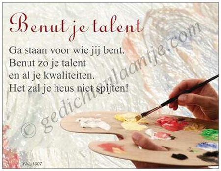 Gedichtkaart YML 1007: Benut je talent