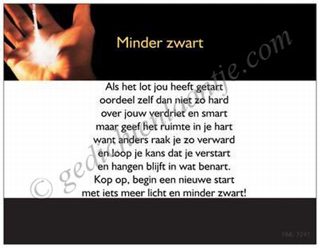 Gedichtkaart YML 1241: Minder zwart