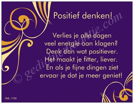 Gedichtkaart YML 1756: Positief denken!