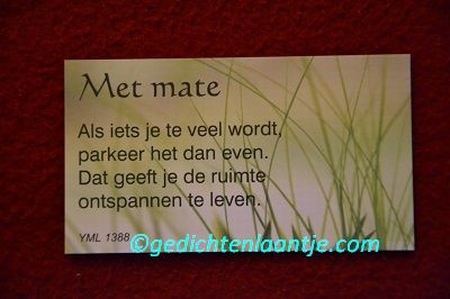 Gedachtekaartje YML 1388 kleur: Met mate