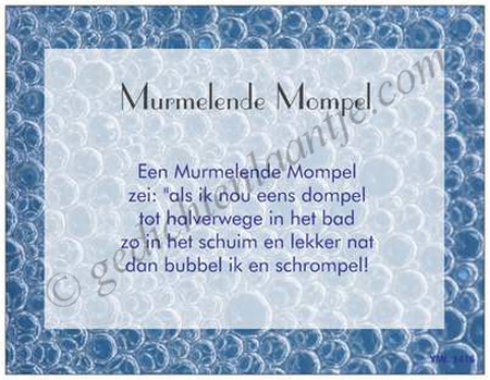 Gedichtkaart YML 1416: Murmelende mompel