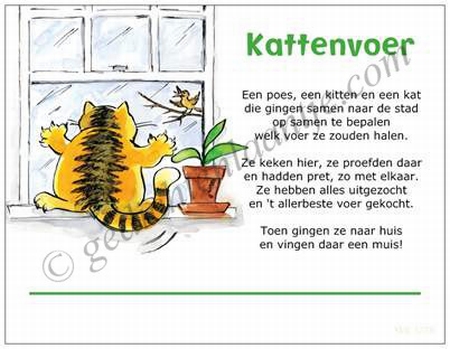 Gedichtkaart YML 1278: Kattenvoer