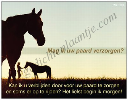 Gedichtkaart YML 1688: Mag ik uw paard verzorgen?