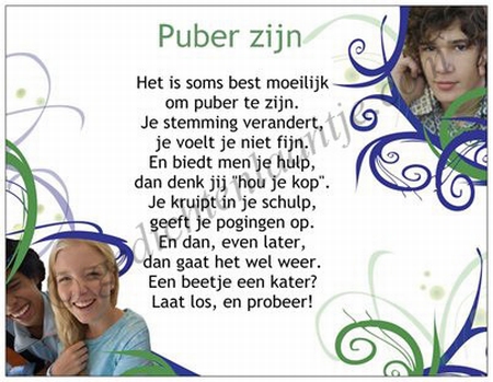 Gedichtkaart YML 763: Puber zijn