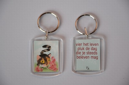 Sleutelhanger Y/D 003: Vier het leven - Furballkitten bloem