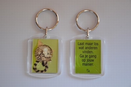 Sleutelhanger Y/D 014: Laat maar los - Furballkitten knipoog