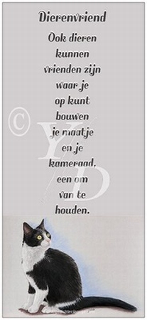 Boekenleggerkaart Y/D 003: Dierenvriend - Kat